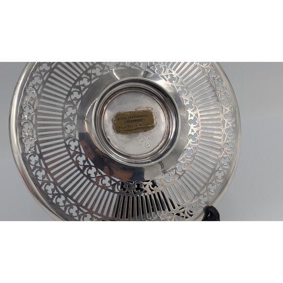 Meriden Britannia Sterling Silver Reticulated Tray Footed Dish 8.5” #475 - Picture 9 of 14